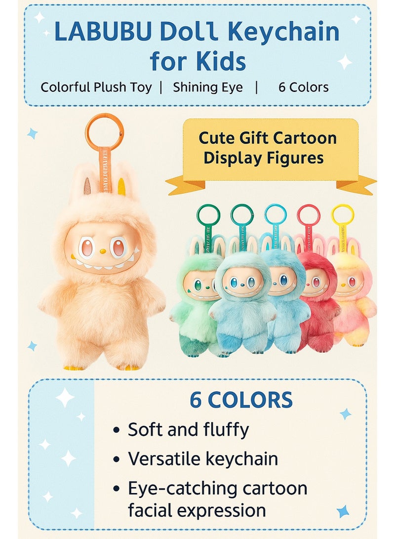 لابوبو مجموعة سلاسل مفاتيح دمى لابوبو ذا مونسترز القطيفة - 6 قطع - دلايات حقائب على شكل حيوانات محشوة بوجه فينيل لطيف مع حلقة تعليق | دلاية حقيبة ظهر ناعمة ورقيقة وزينة سيارة | هدية فنية ملونة قابلة للتجميع للفتيات والمراهقات - Image 2